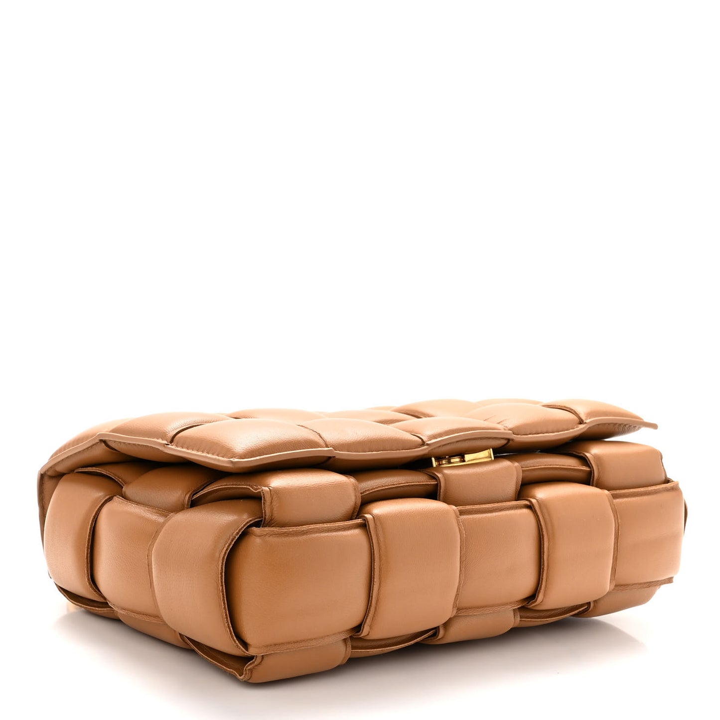 Lambskin Maxi Intreccio Padded Chain Cassette Crossbody Bag Caramel