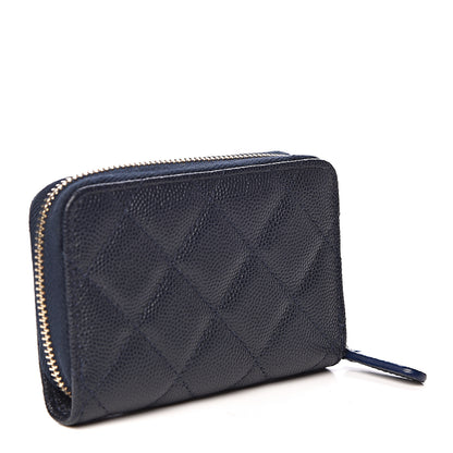 Chanel Caviar Quilted Zip Coin Purse Navy 3 of 8