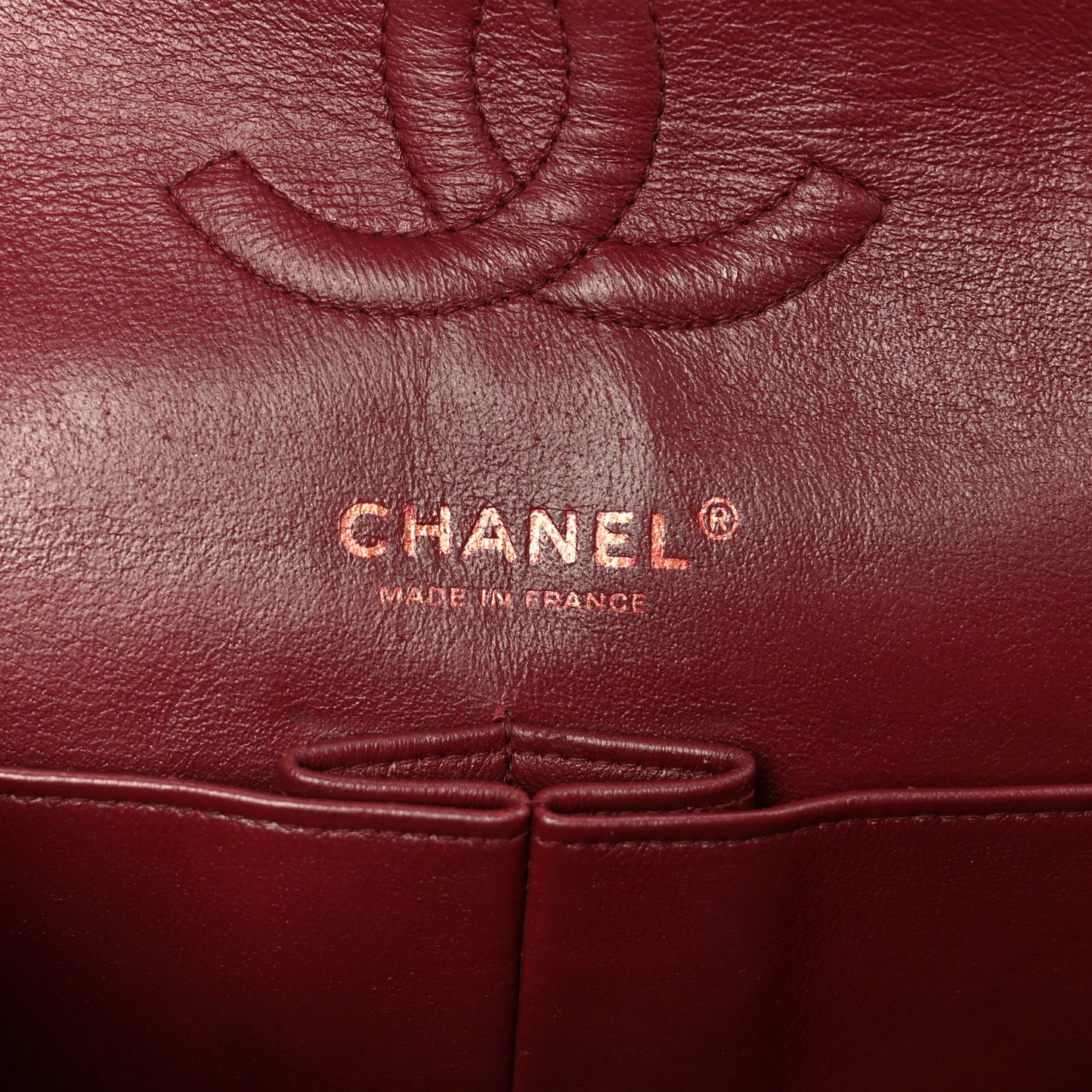 Lambskin Quilted Medium Double Flap Burgundy