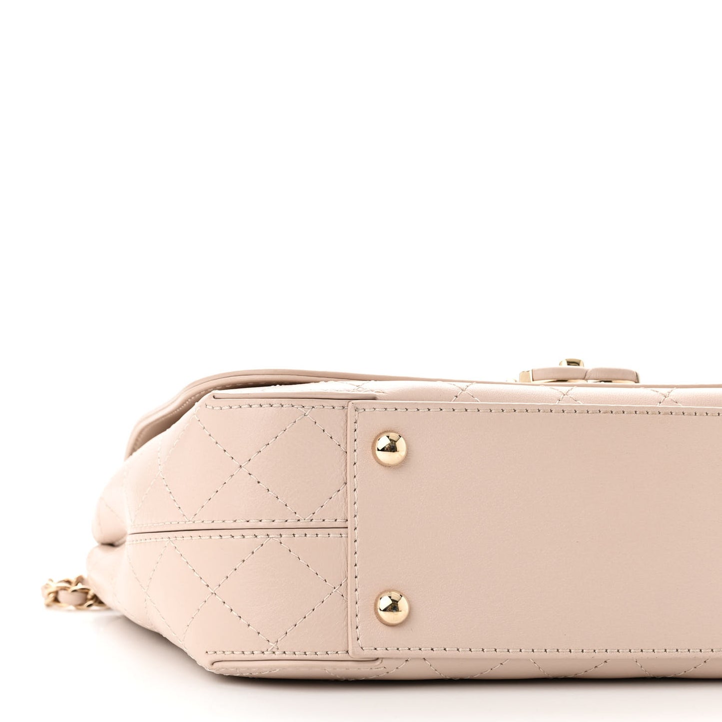 Calfskin Stitched Medium Covered CC Flap Bag Beige
