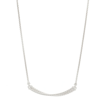 David Yurman Sterling Silver Diamond Crossover Bar Necklace 1 of 6