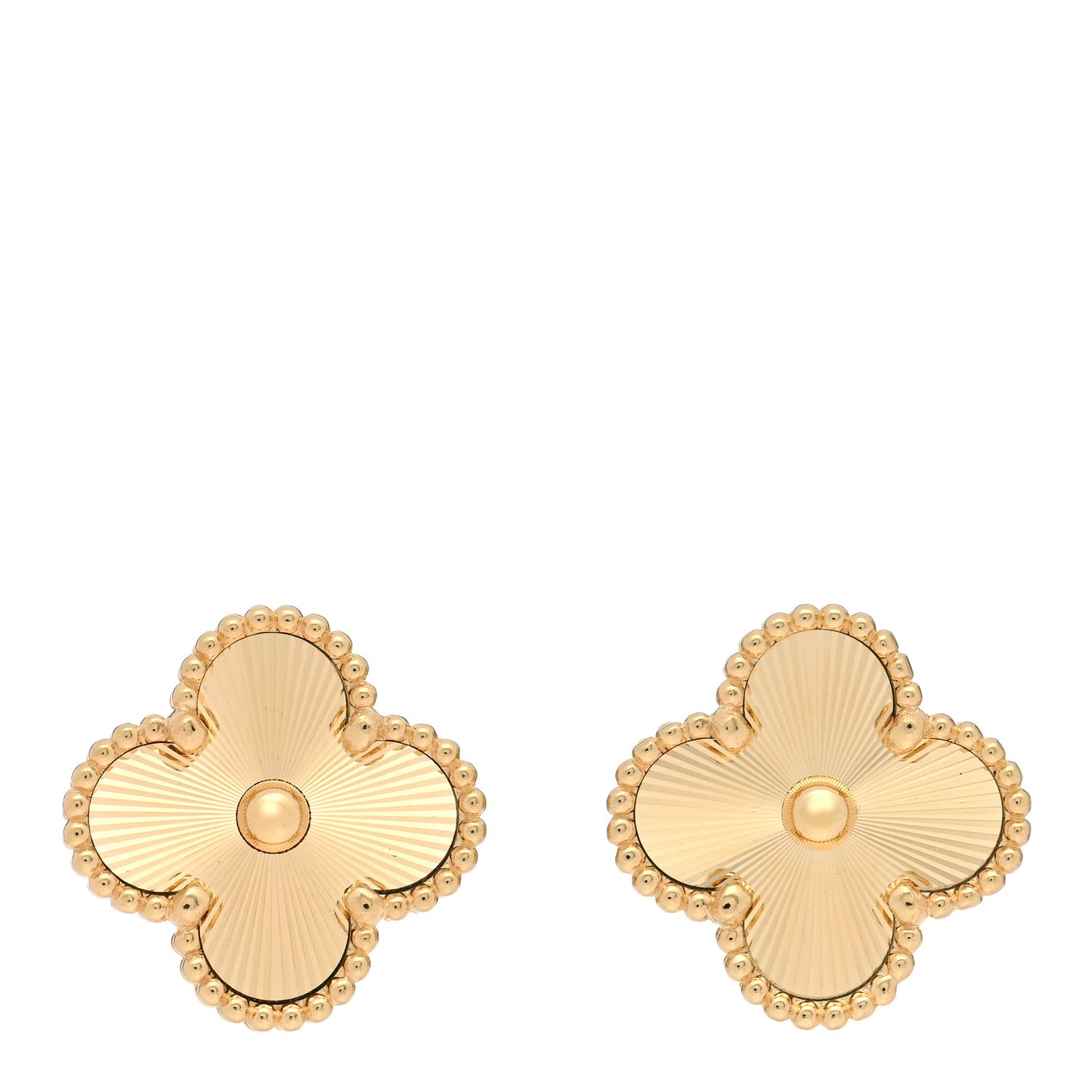 18K Yellow Gold Guilloche Vintage Alhambra Earrings