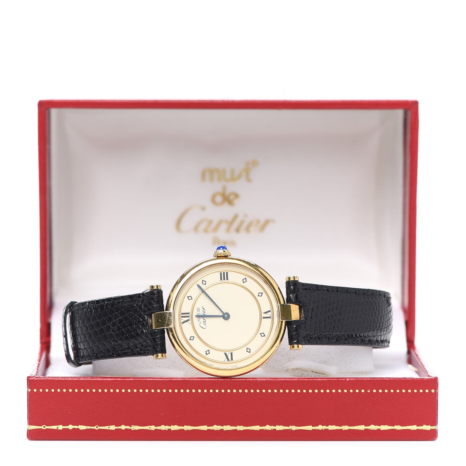 Cartier Sterling Silver Vermeil Lizard 30mm Must De 21 Quartz Watch 5 of 5