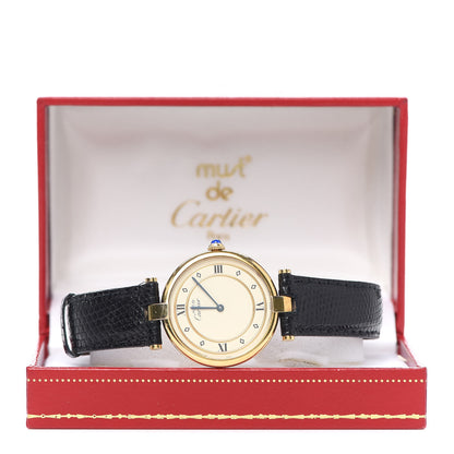 Cartier Sterling Silver Vermeil Lizard 30mm Must De 21 Quartz Watch 5 of 5
