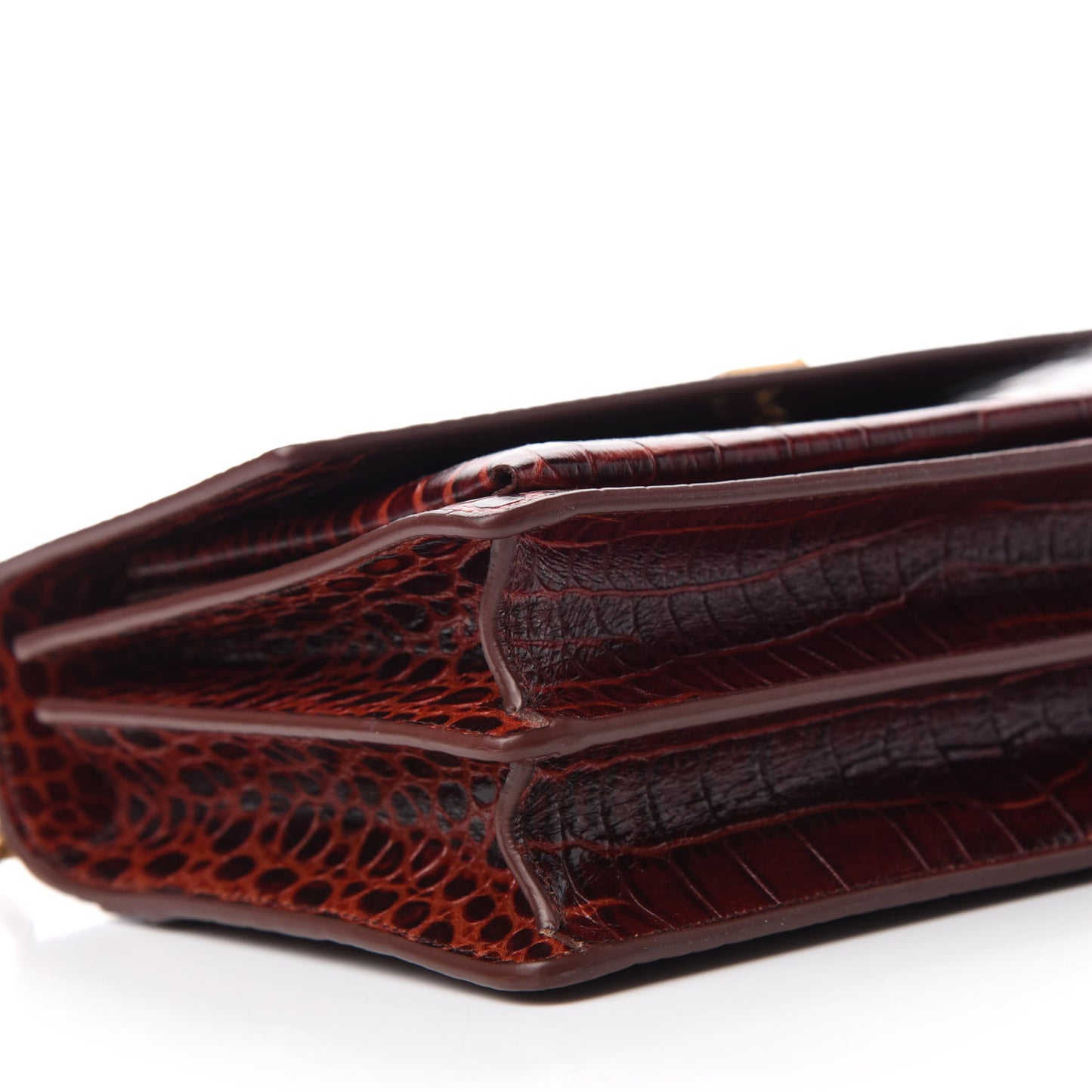 Calfskin Crocodile Embossed Medium Monogram Sunset Amber