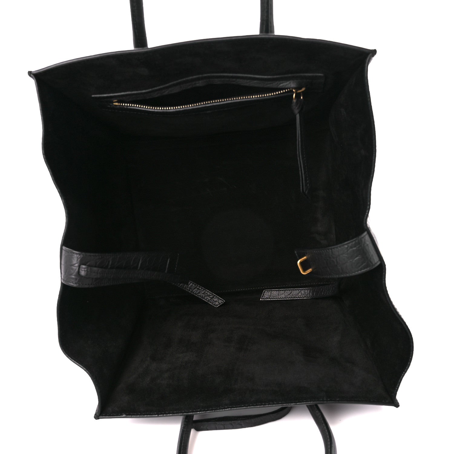 Celine Crocodile Embossed Calfskin Medium Phantom Luggage Black 5 of 10