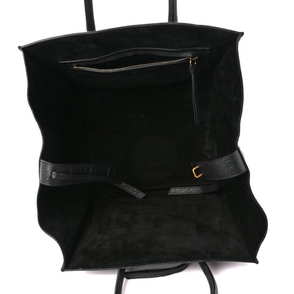 Celine Crocodile Embossed Calfskin Medium Phantom Luggage Black 5 of 10