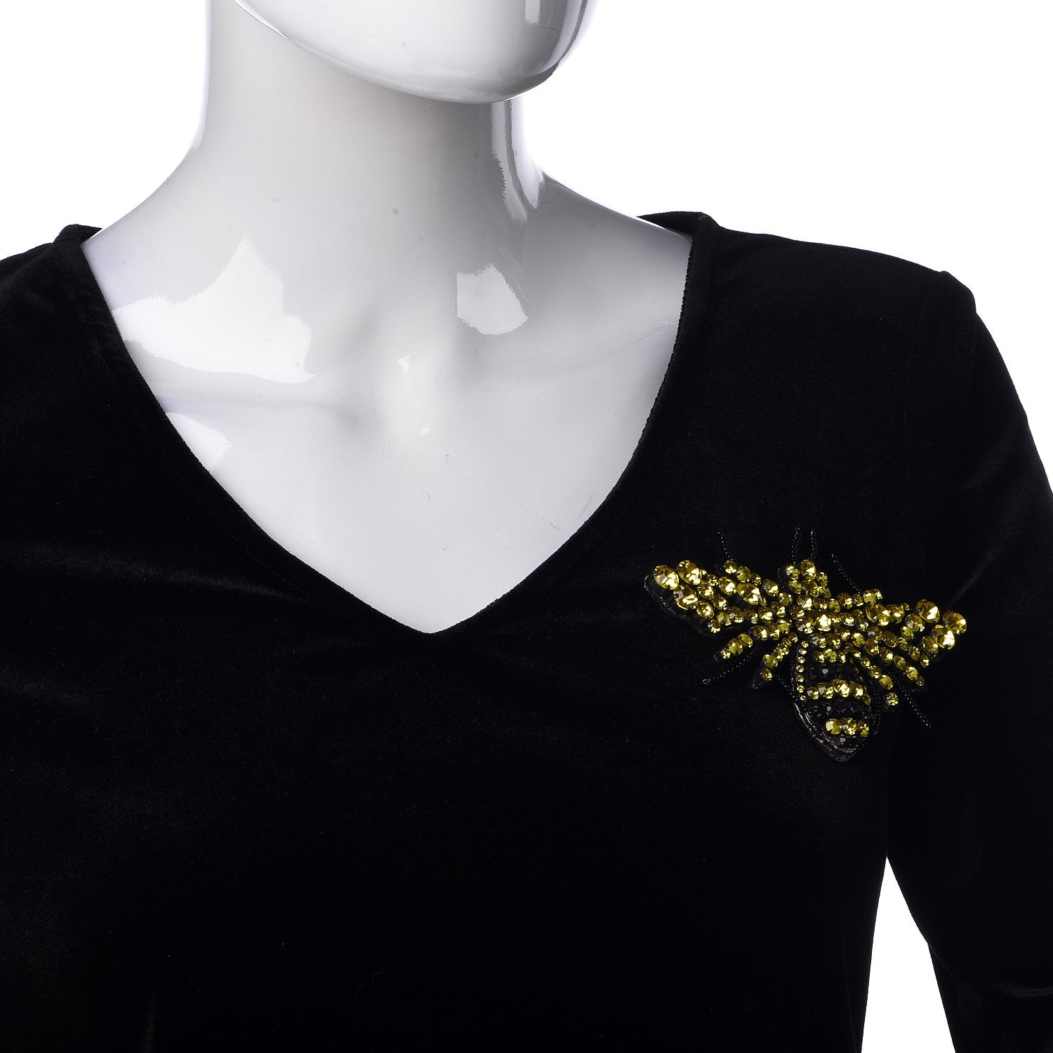 Gucci Metal Crystal Bee Brooch Black Yellow 4 of 4