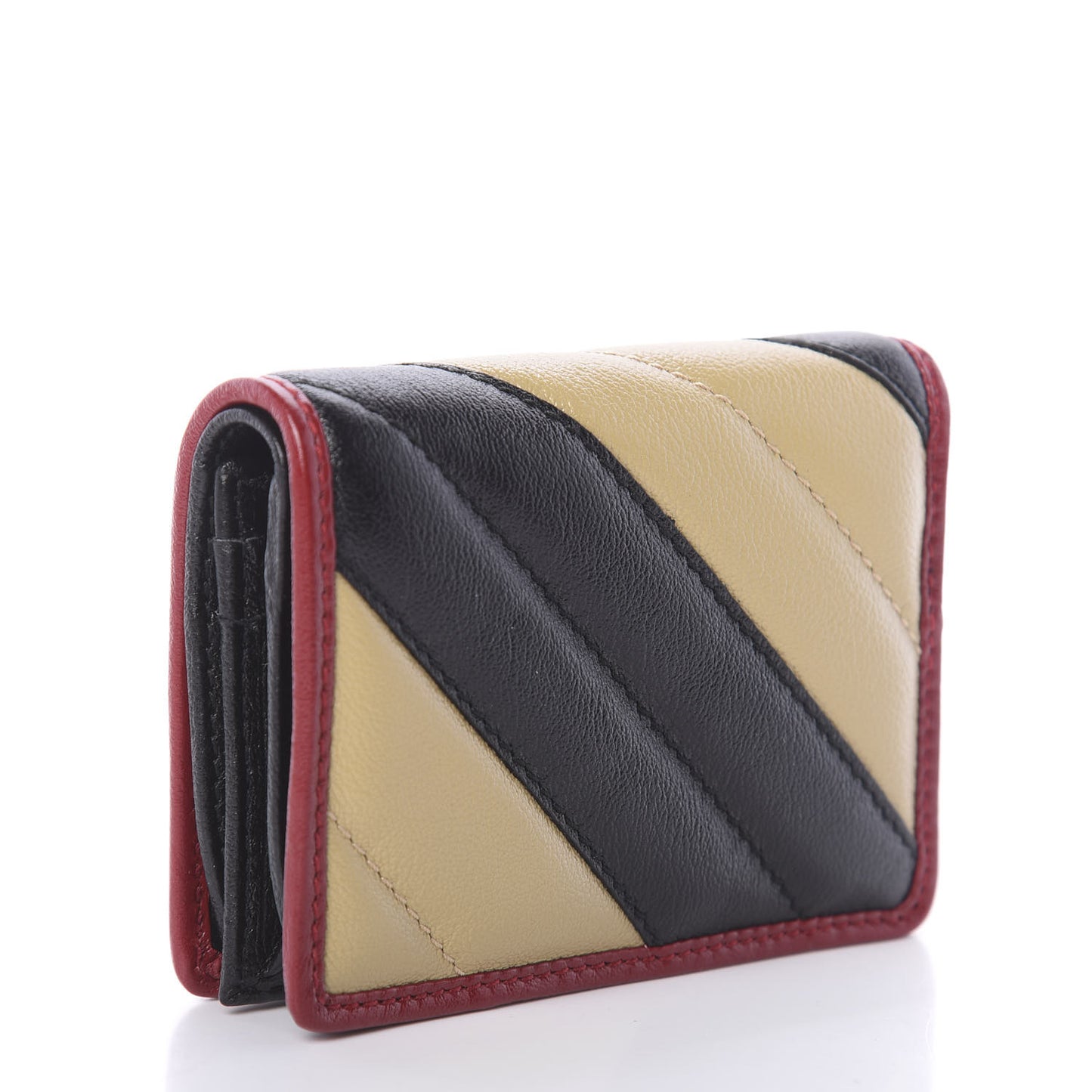 Azalea Calfskin Matelasse Diagonal Patchwork Torchon GG Marmont Card Case Wallet Black Beige Romantic Cerise