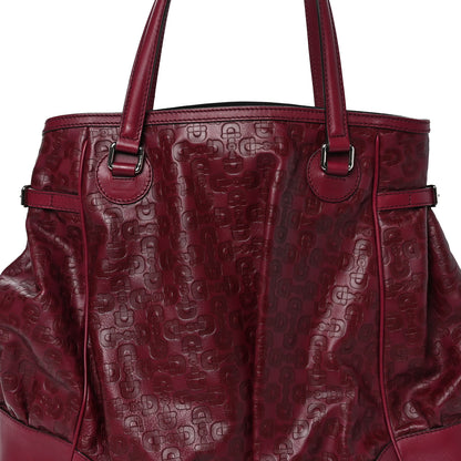 Gucci Horsebit Embossed Full Moon Tote Red 8 of 10