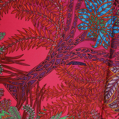 Hermes Silk Maitres de la Foret Scarf 90 Rose Indien Vert Bleu 5 of 6