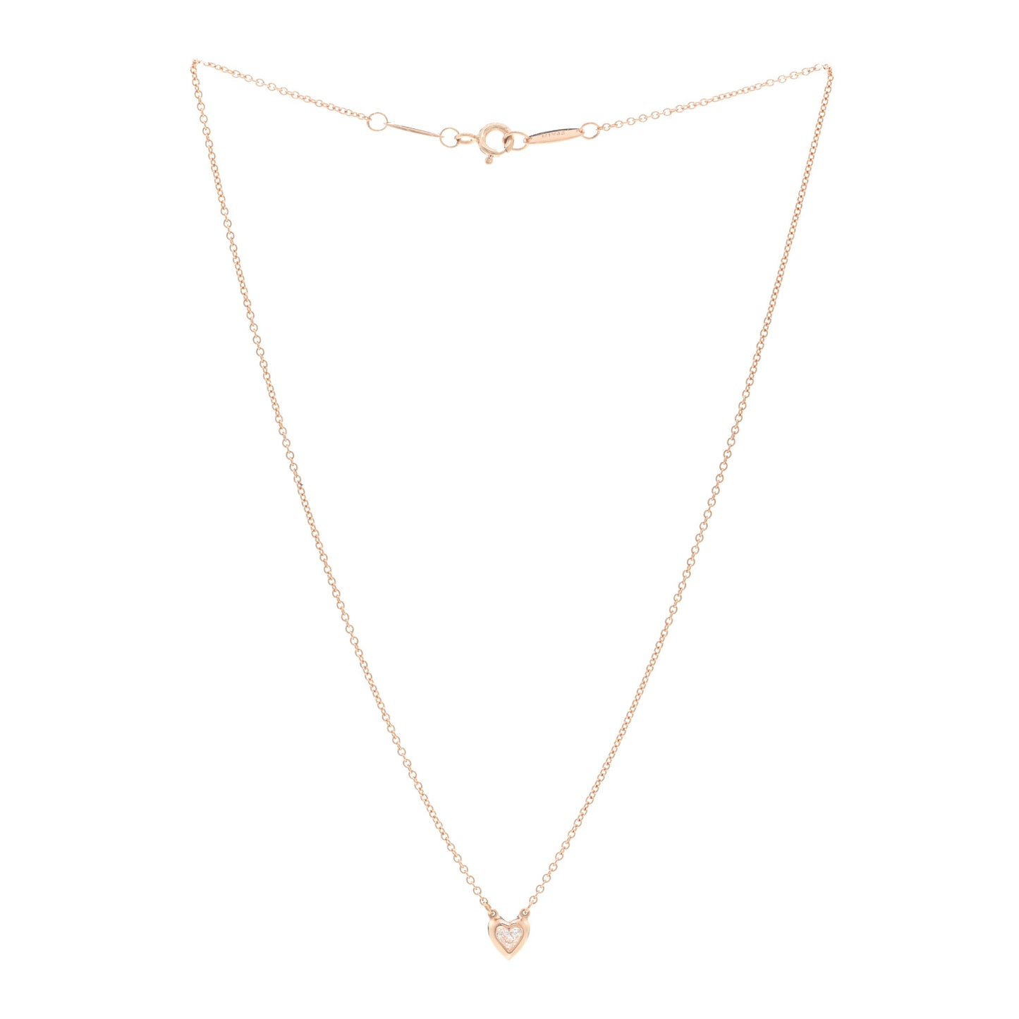 18K Rose Gold Diamond .17ct Elsa Peretti Diamonds by the Yard Heart Pendant Necklace