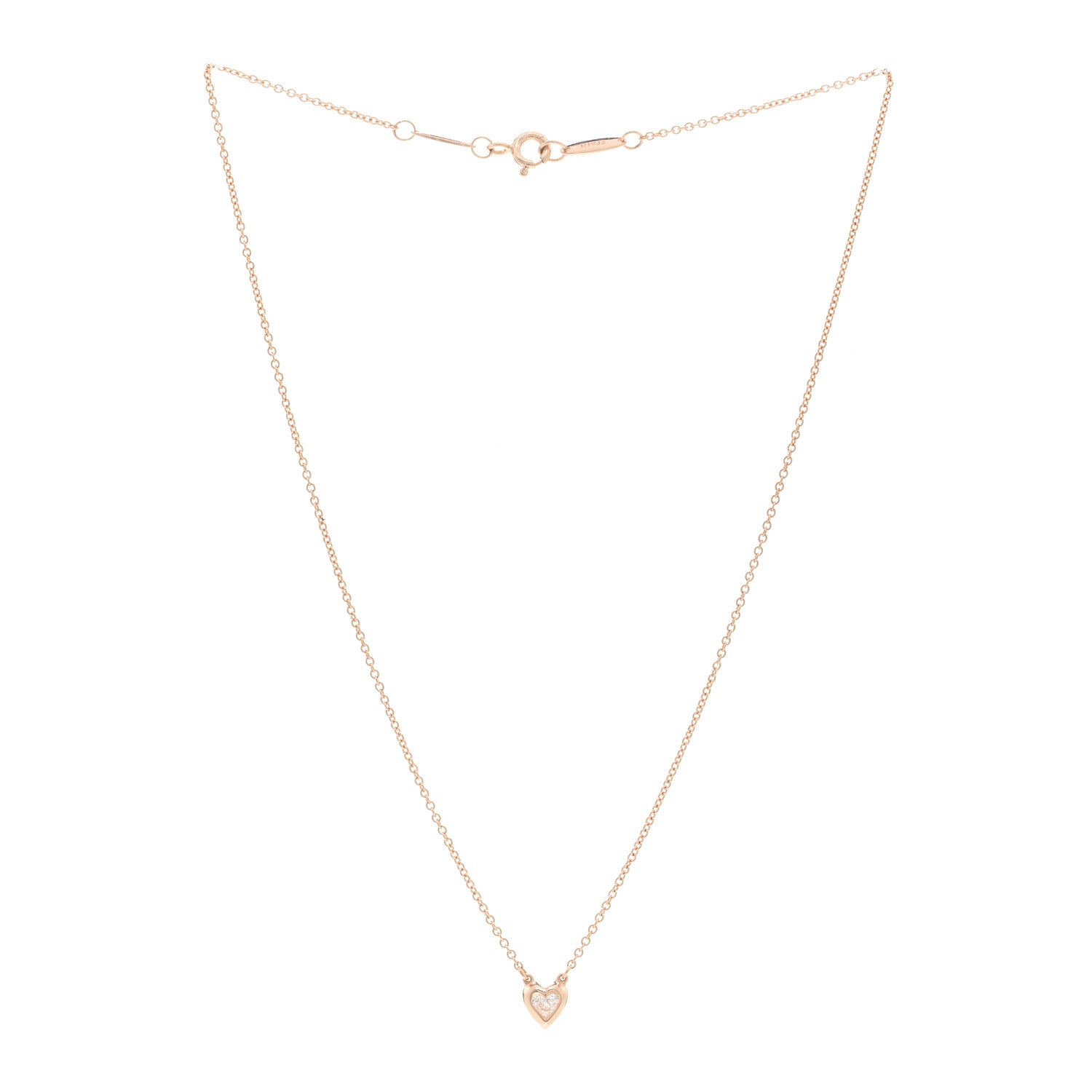 Tiffany 18K Rose Gold Diamond .17ct Elsa Peretti Diamonds by the Yard Heart Pendant Necklace 3 of 5