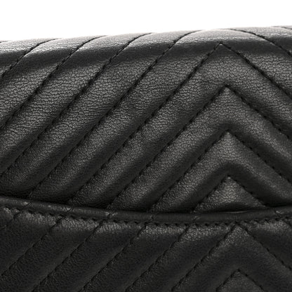Chanel Lambskin Chevron Quilted Wallet On Chain WOC So Black 15 of 15