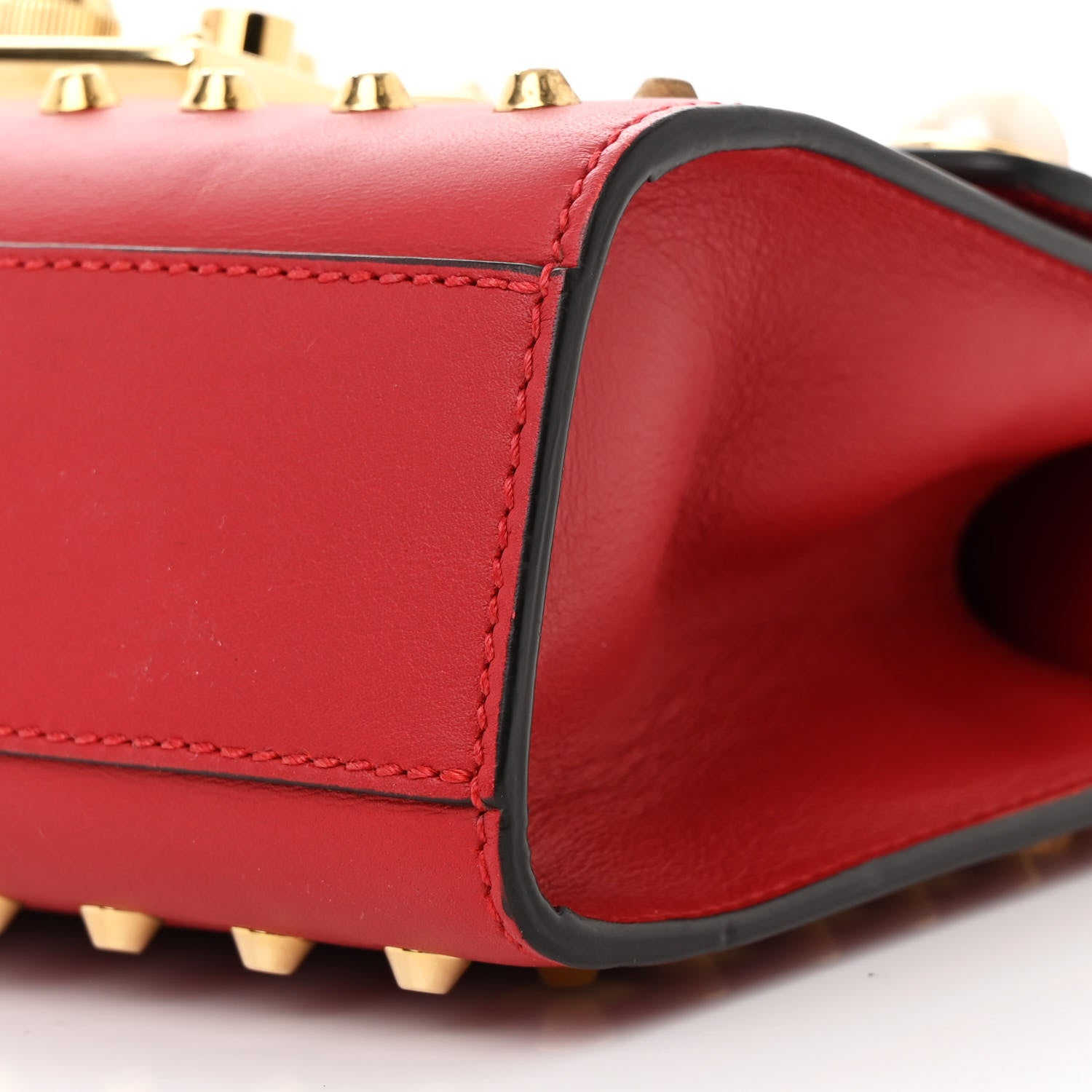 Gucci Calfskin Studded Small Padlock Shoulder Bag Hibiscus Red 10 of 11