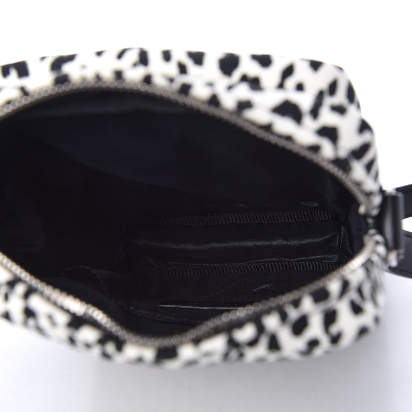 Canvas Leopard Print Sid Messenger Bag Black White