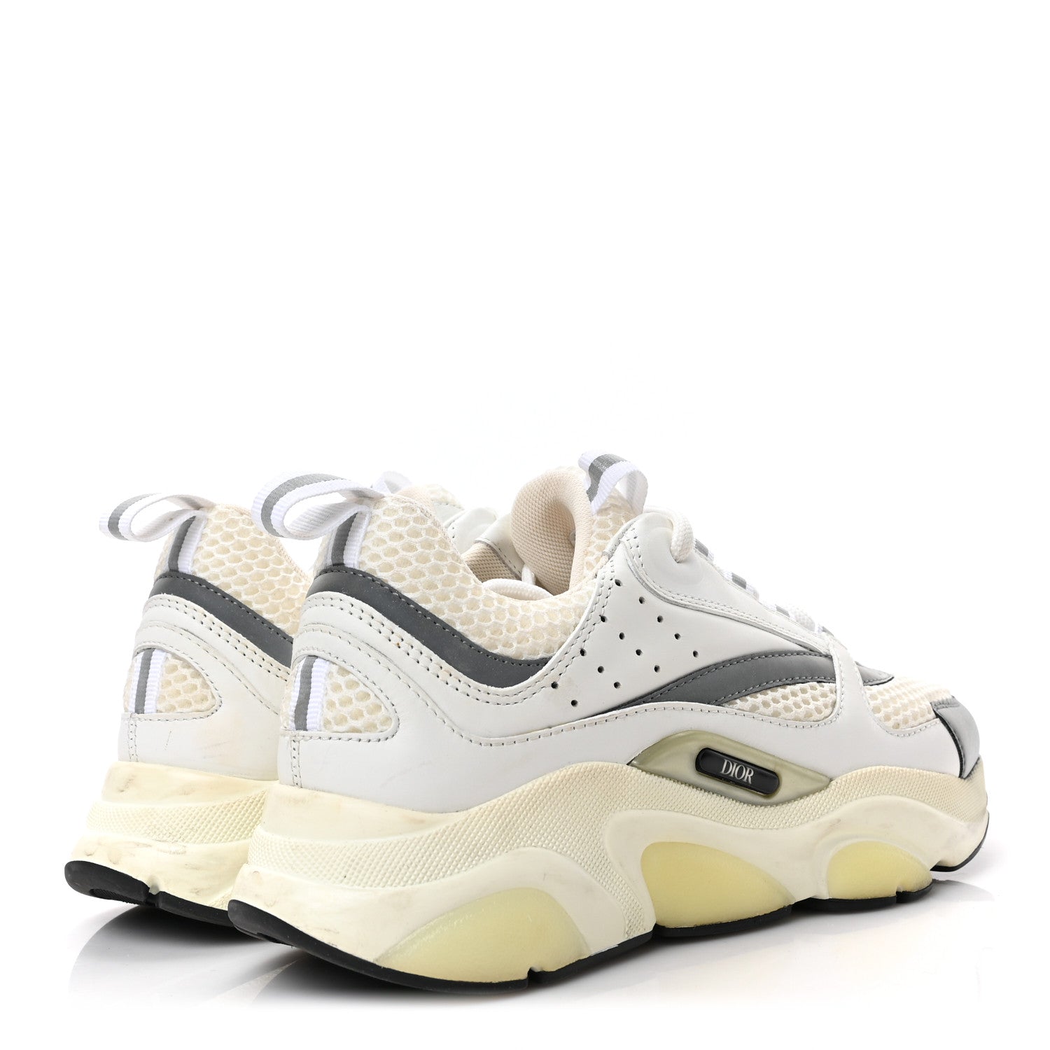 Christian Dior Technical Mesh Calfskin Womens B22 Sneakers 37 White Silver 4 of 7