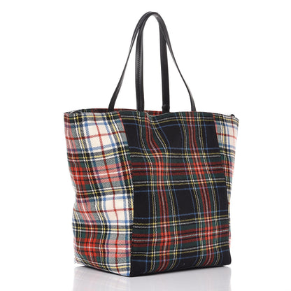 Celine Tartan Felt Plaid Medium Horizontal Cabas Phantom Red Blue 3 of 7