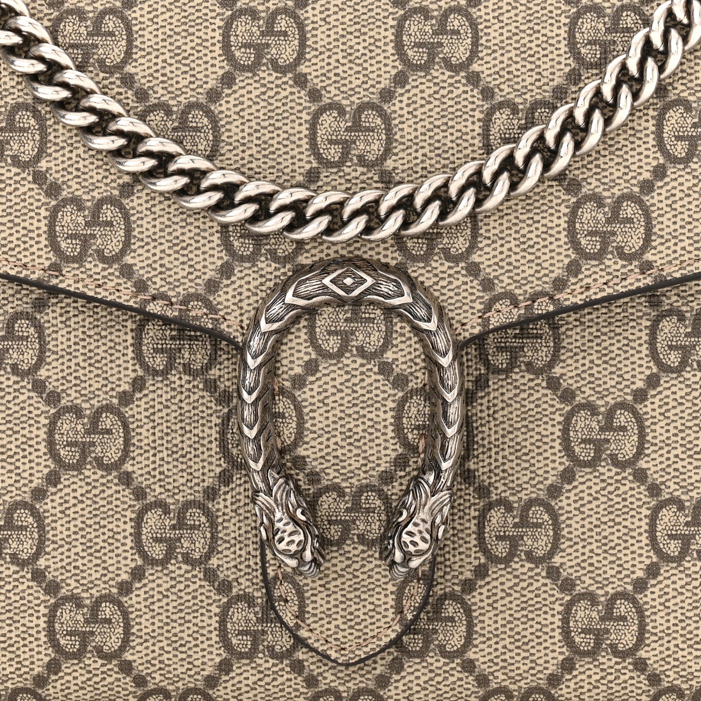GG Supreme Monogram Mini Dionysus Chain Wallet Beige Taupe