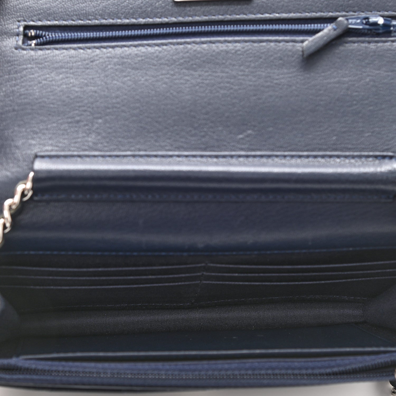 Chanel Grained Calfskin Quilted CC Box Wallet On Chain WOC Navy 5 of 13