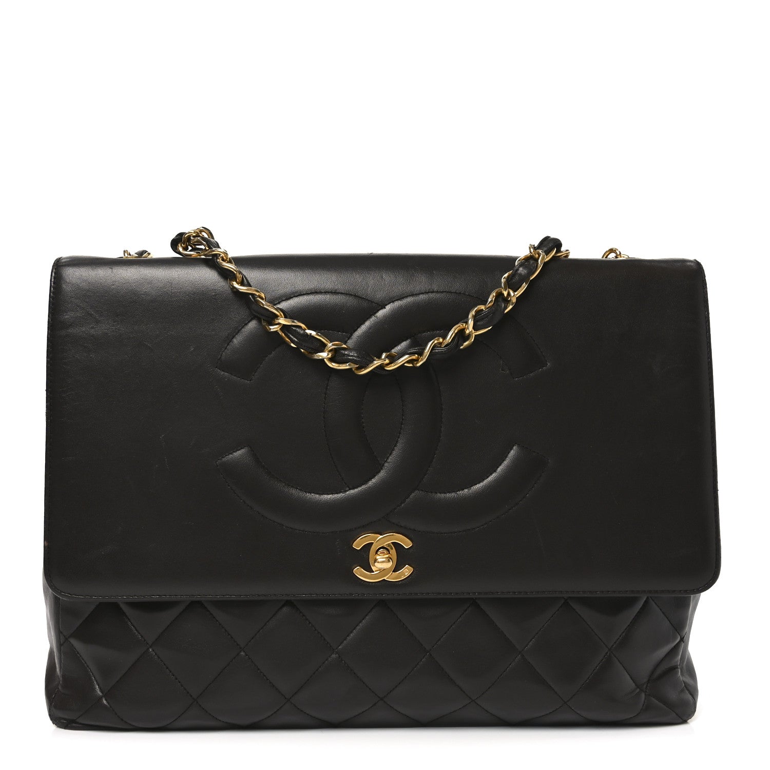 Chanel Lambskin Quilted CC Maxi Jumbo Single Flap Brown 1 of 10