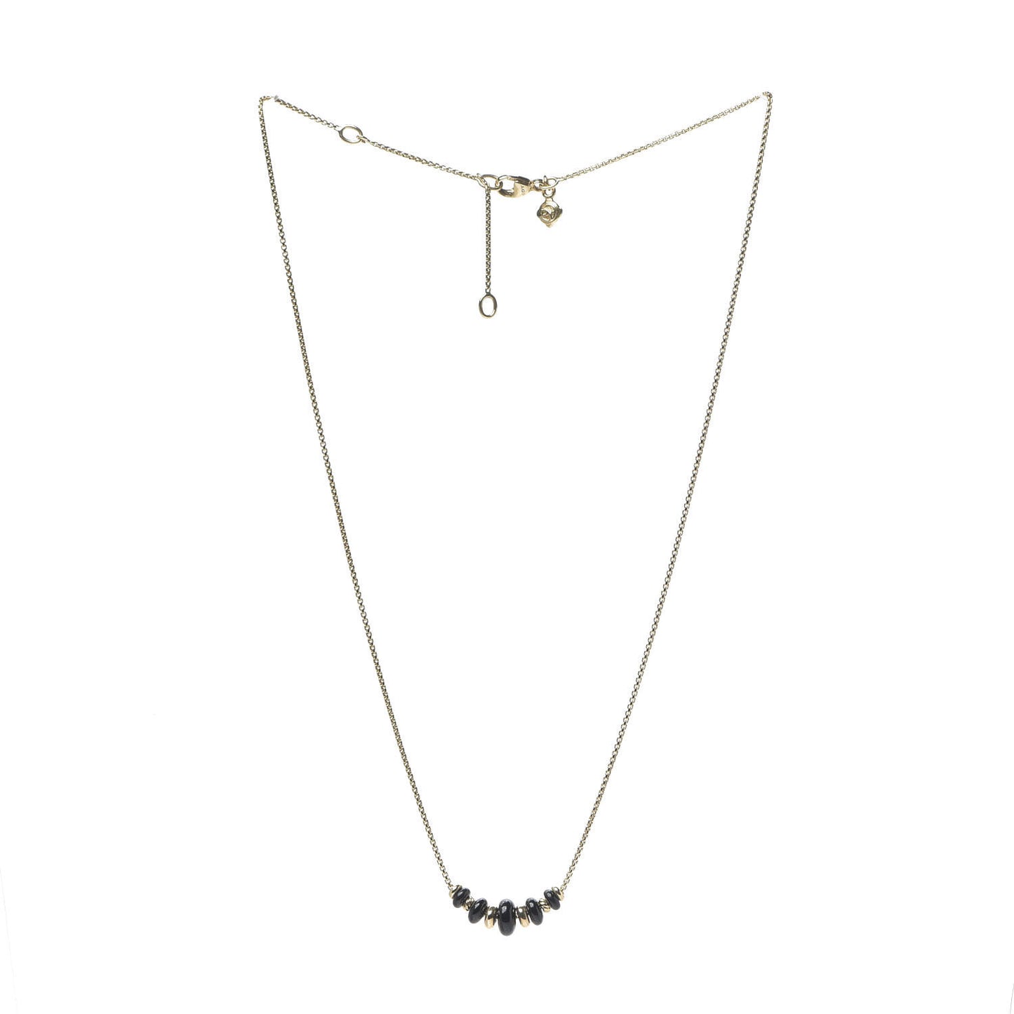 18K Yellow Gold Black Onyx Rio Rondelle Short Station Necklace