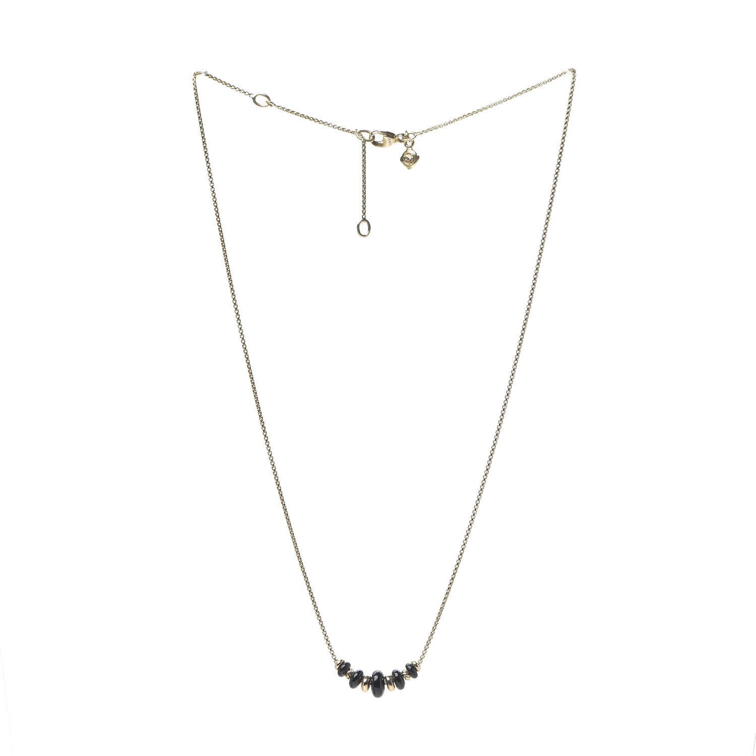 David Yurman 18K Yellow Gold Black Onyx Rio Rondelle Short Station Necklace 2 of 5