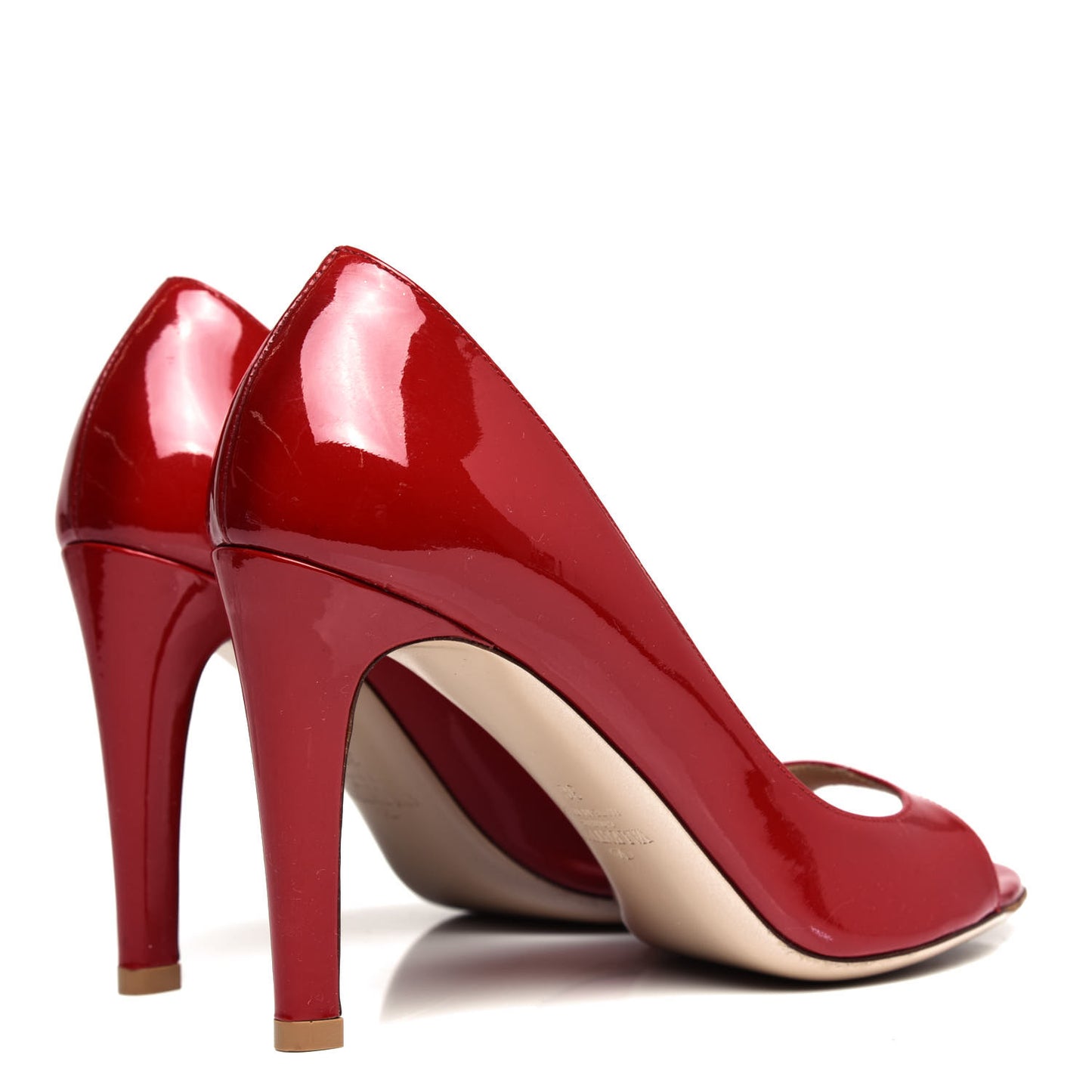Patent Peep Toe Pumps 36 Red