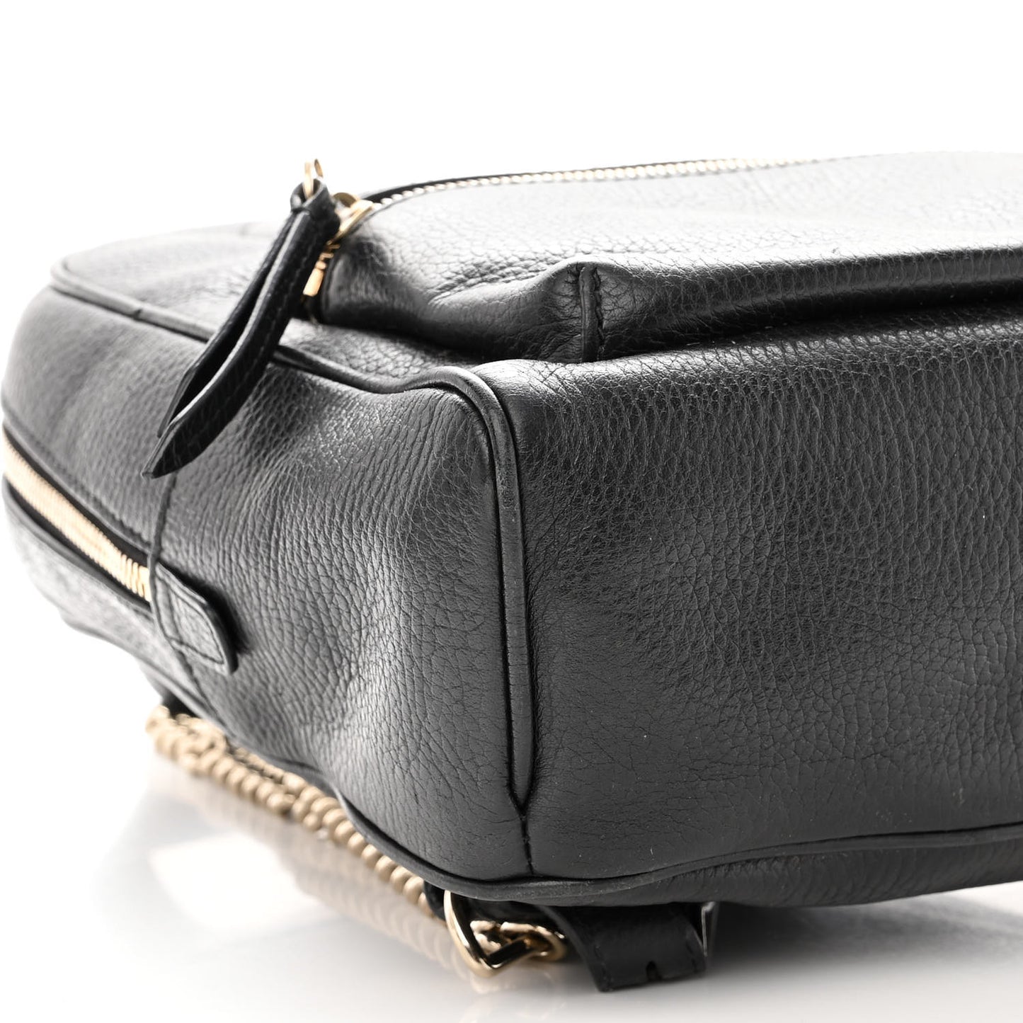 Pebbled Calfskin Soho Chain Backpack Black