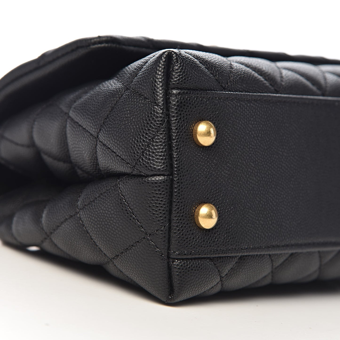 Caviar Lizard Embossed Quilted Mini Coco Handle Flap Black