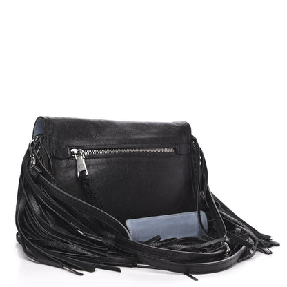 Prada Glace Calf Etiquette Fringe Flap Black Astrale 3 of 10