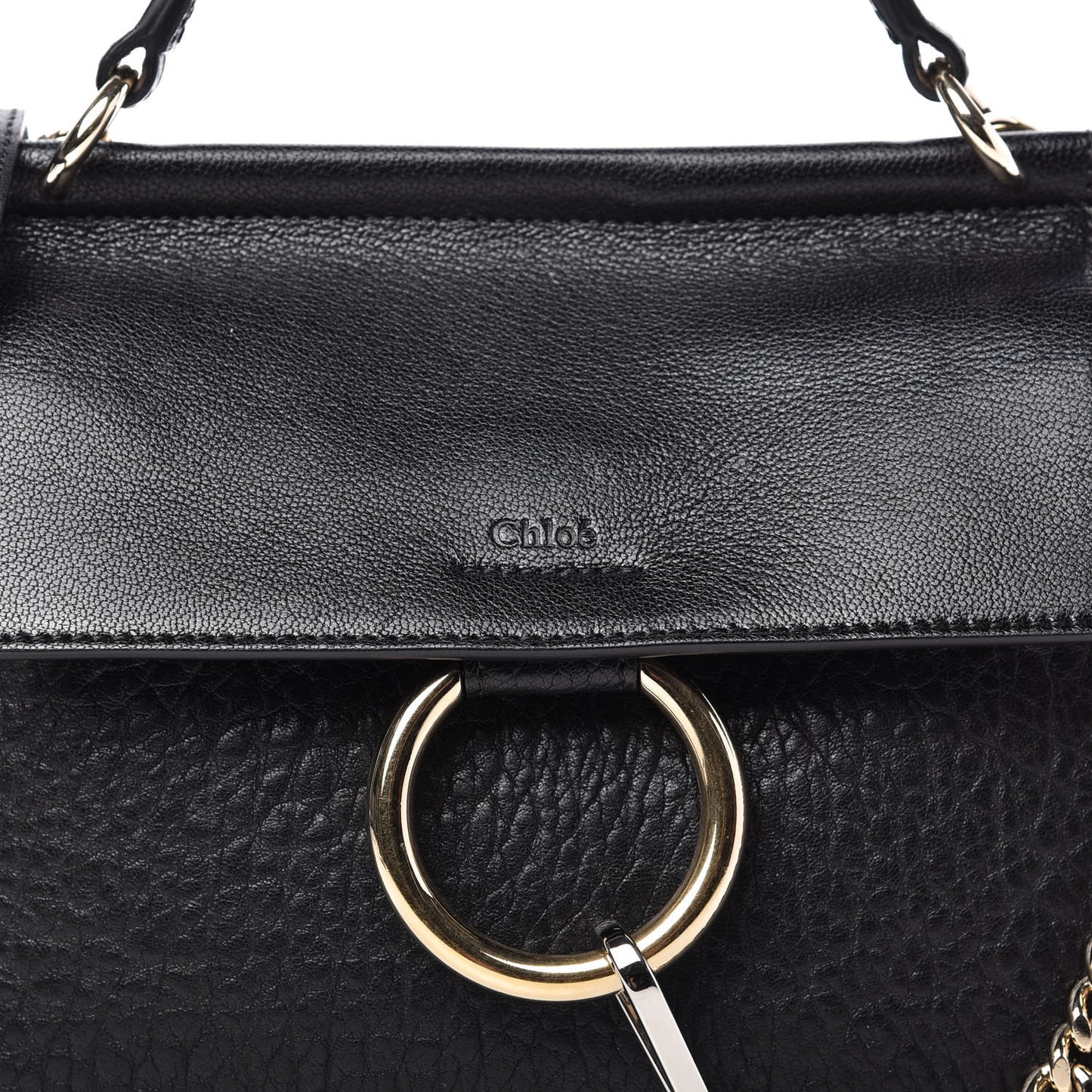 Large Grain Lambskin Shiny Goatskin Small Faye Shoulder Bag Black