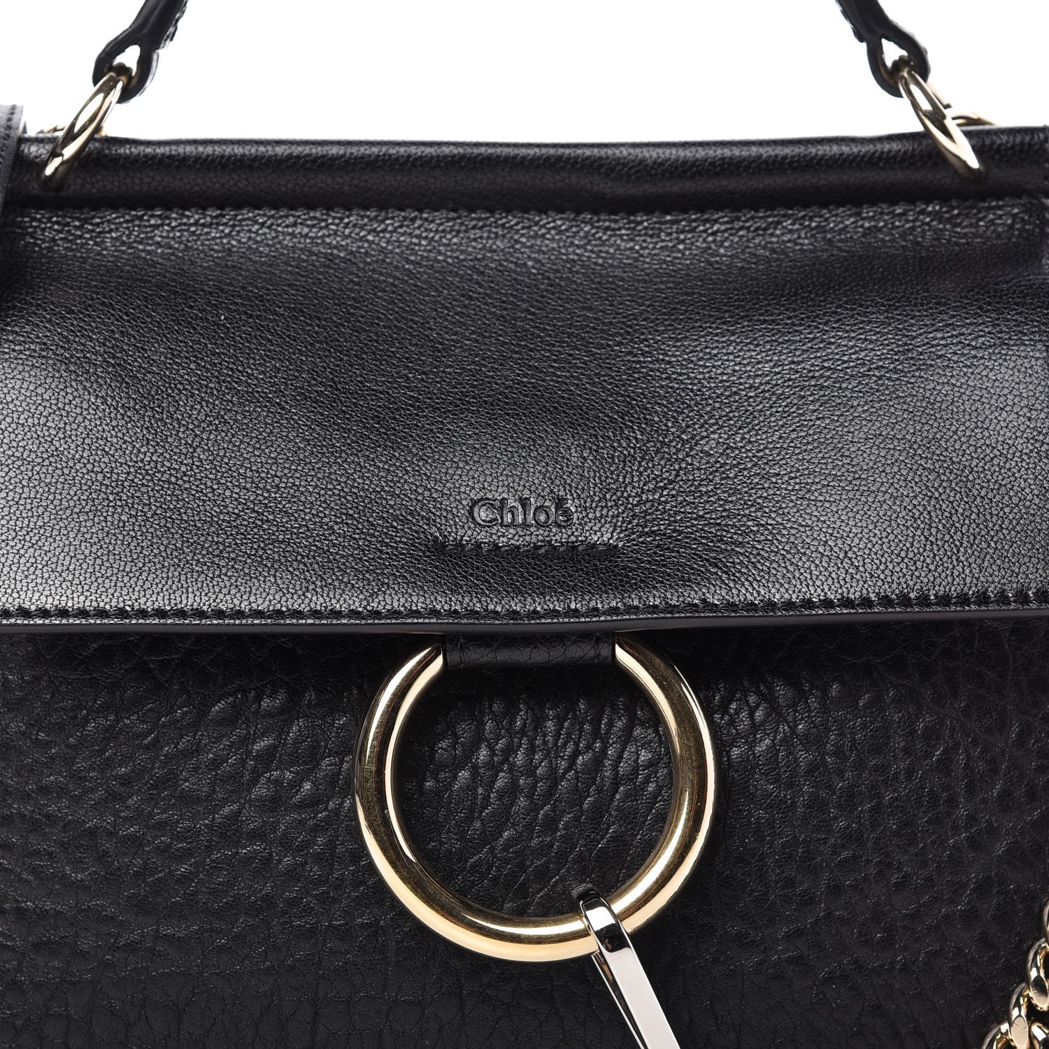 Chloe Large Grain Lambskin Shiny Goatskin Small Faye Shoulder Bag Black 9 of 9