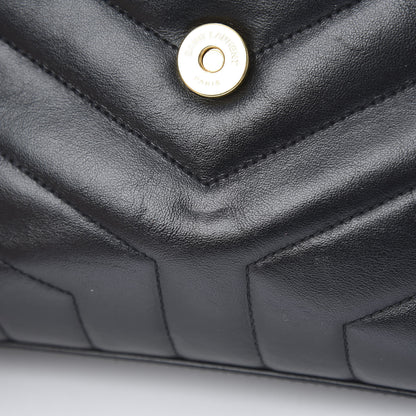 Saint Laurent Calfskin Y Quilted Monogram Small Loulou Chain Satchel Black 11 of 12
