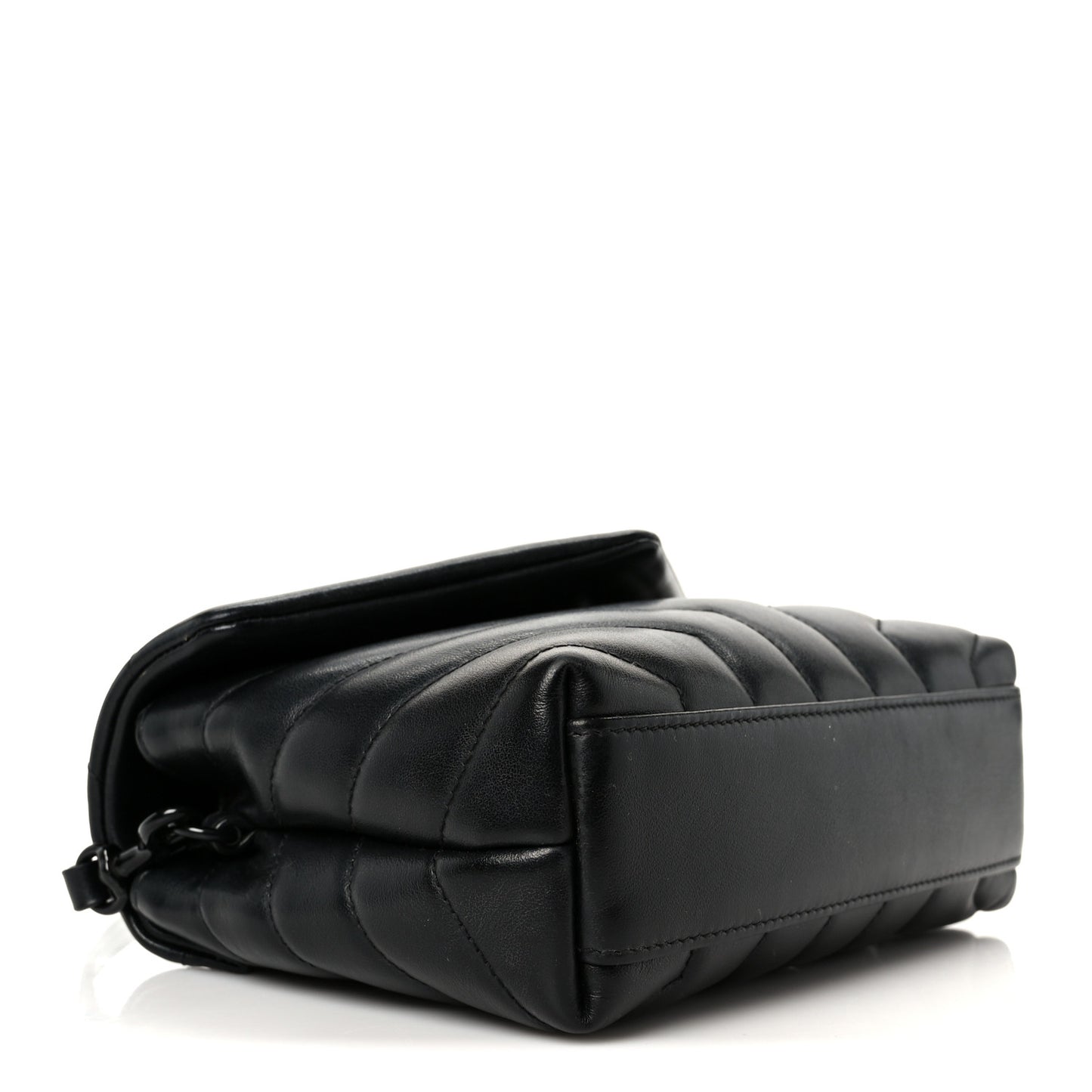 Calfskin Y Quilted Monogram Monochrome Toy Loulou Crossbody Bag Black