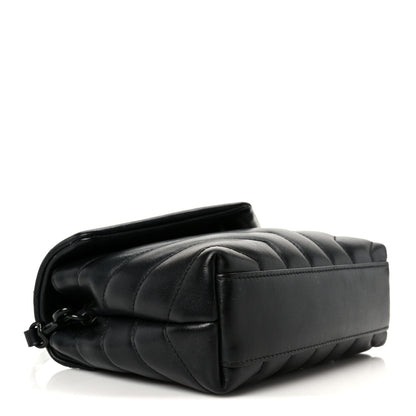 Saint Laurent Calfskin Y Quilted Monogram Monochrome Toy Loulou Crossbody Bag Black 4 of 12