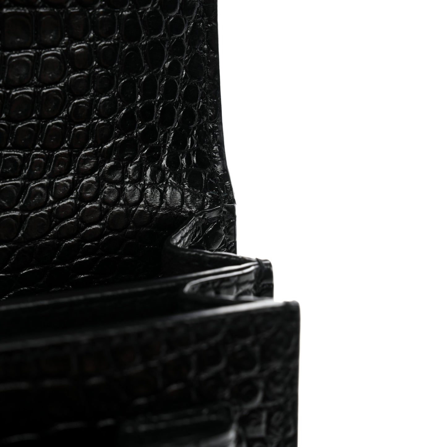 Calfskin Crocodile Embossed Medium Monogram Sunset Black