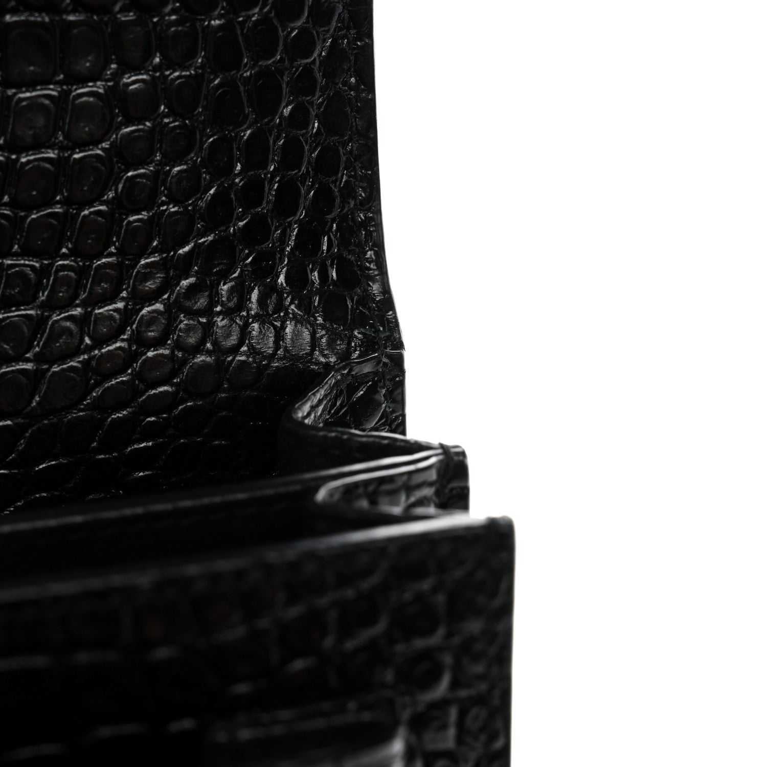 Saint Laurent Calfskin Crocodile Embossed Medium Monogram Sunset Black 12 of 13