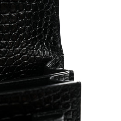 Saint Laurent Calfskin Crocodile Embossed Medium Monogram Sunset Black 12 of 13
