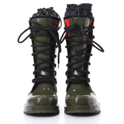 Christian Dior Shiny Rubber Diorcamp Low Boots 35 Military 2 of 6