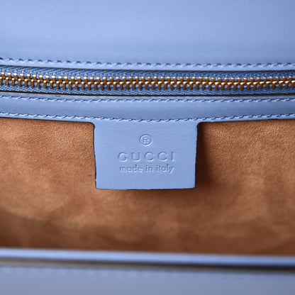Gucci Calfskin Embroidered Medium Sylvie Top Handle Bag Clear Sky Blue 7 of 8