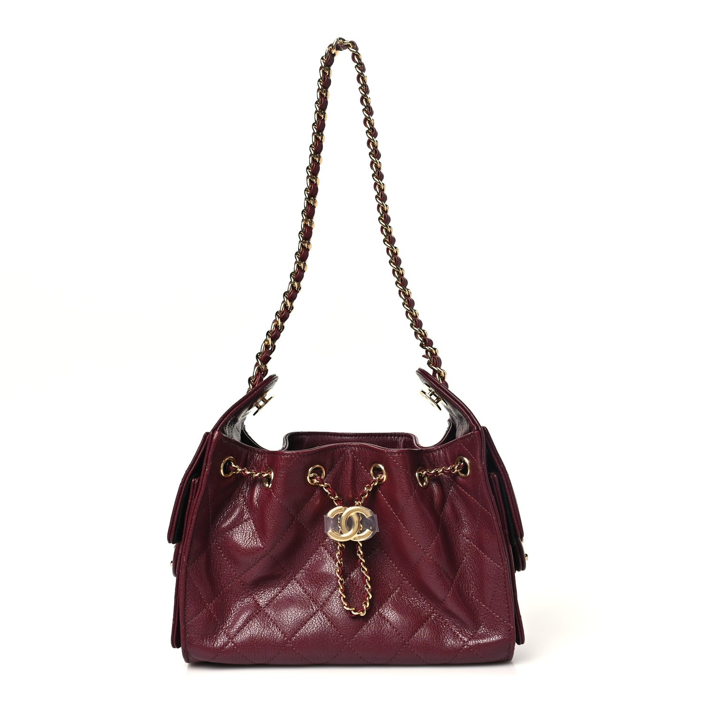 Grained Calfskin Quilted Mini Chanel 25 Handbag Dark Burgundy