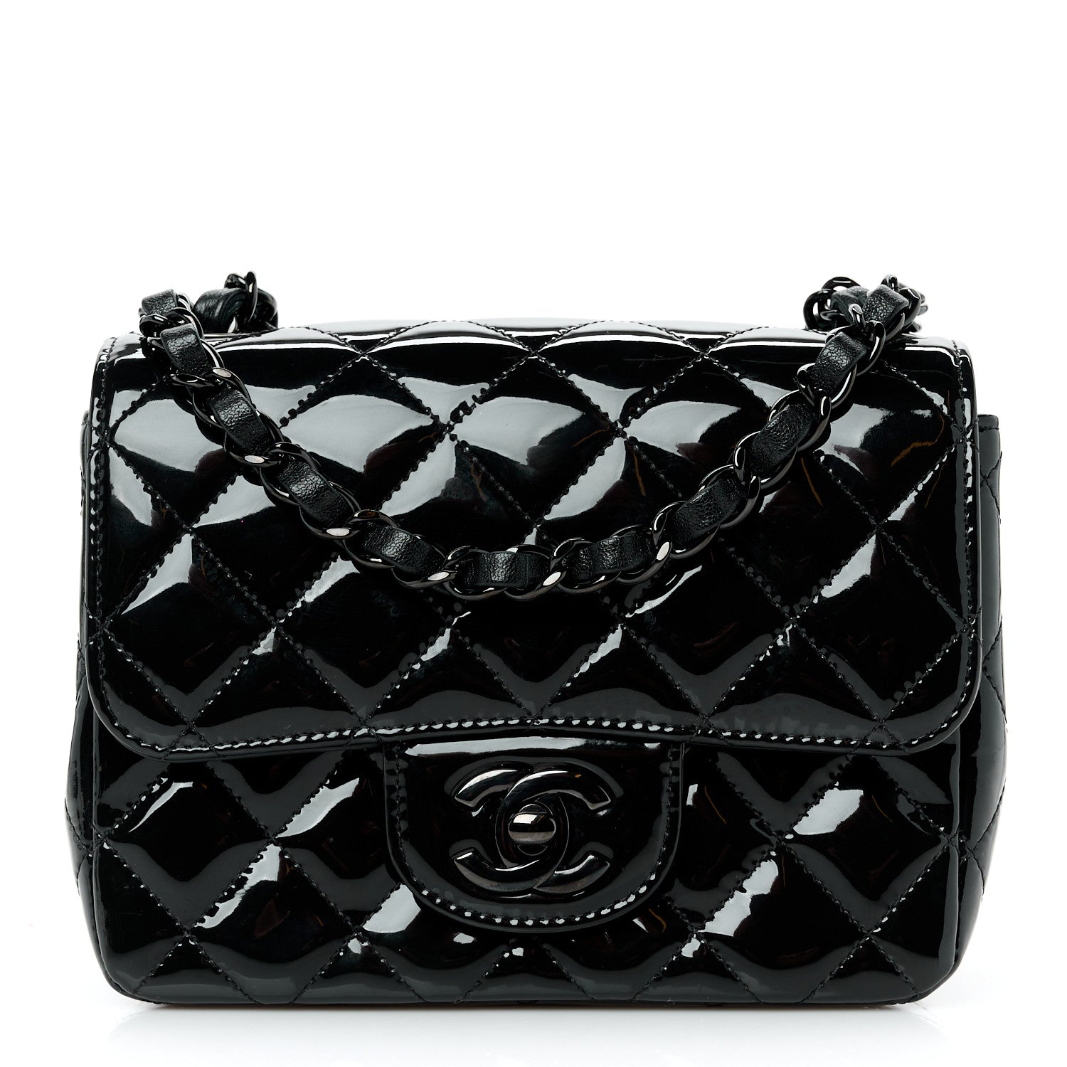 Chanel Patent Calfskin Quilted Mini Square Flap So Black 1 of 11