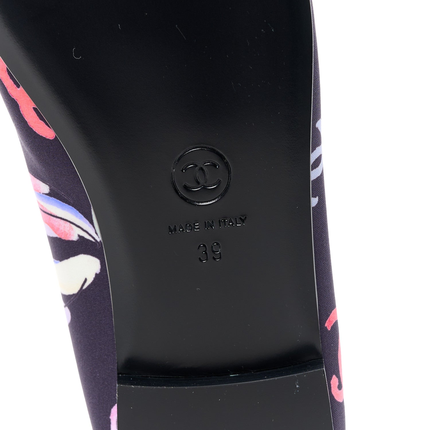Chanel Printed Stretch Jersey Cap Toe Ballerina Flats 39 Black Multicolor 6 of 8