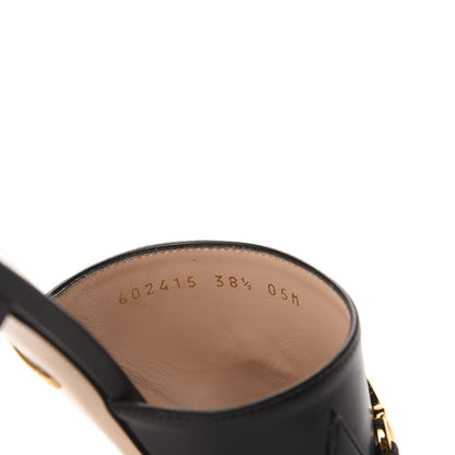 Gucci Malaga Kid Zumi Mid Heel Slide Sandals 38.5 Black 9 of 10