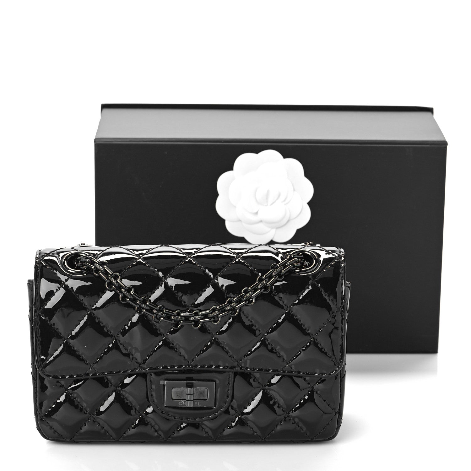 Chanel Patent Calfskin Quilted 2.55 Reissue Mini Flap So Black 10 of 10