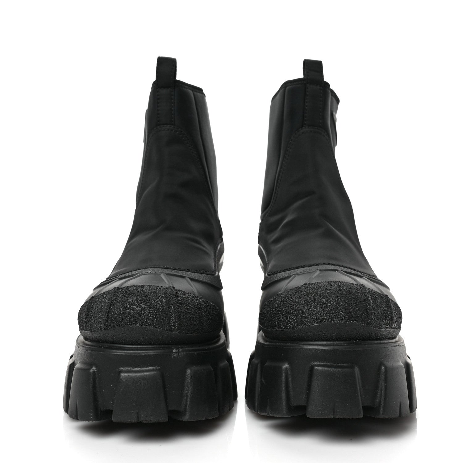 Prada Re-Nylon Gabardine Rubber Triangle Logo Womens Monolith 55mm Ankle Boots 40.5 Black 2 of 7