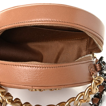 Chanel Goatskin Quilted Chanel 19 Round Clutch With Chain Brown 4 of 4