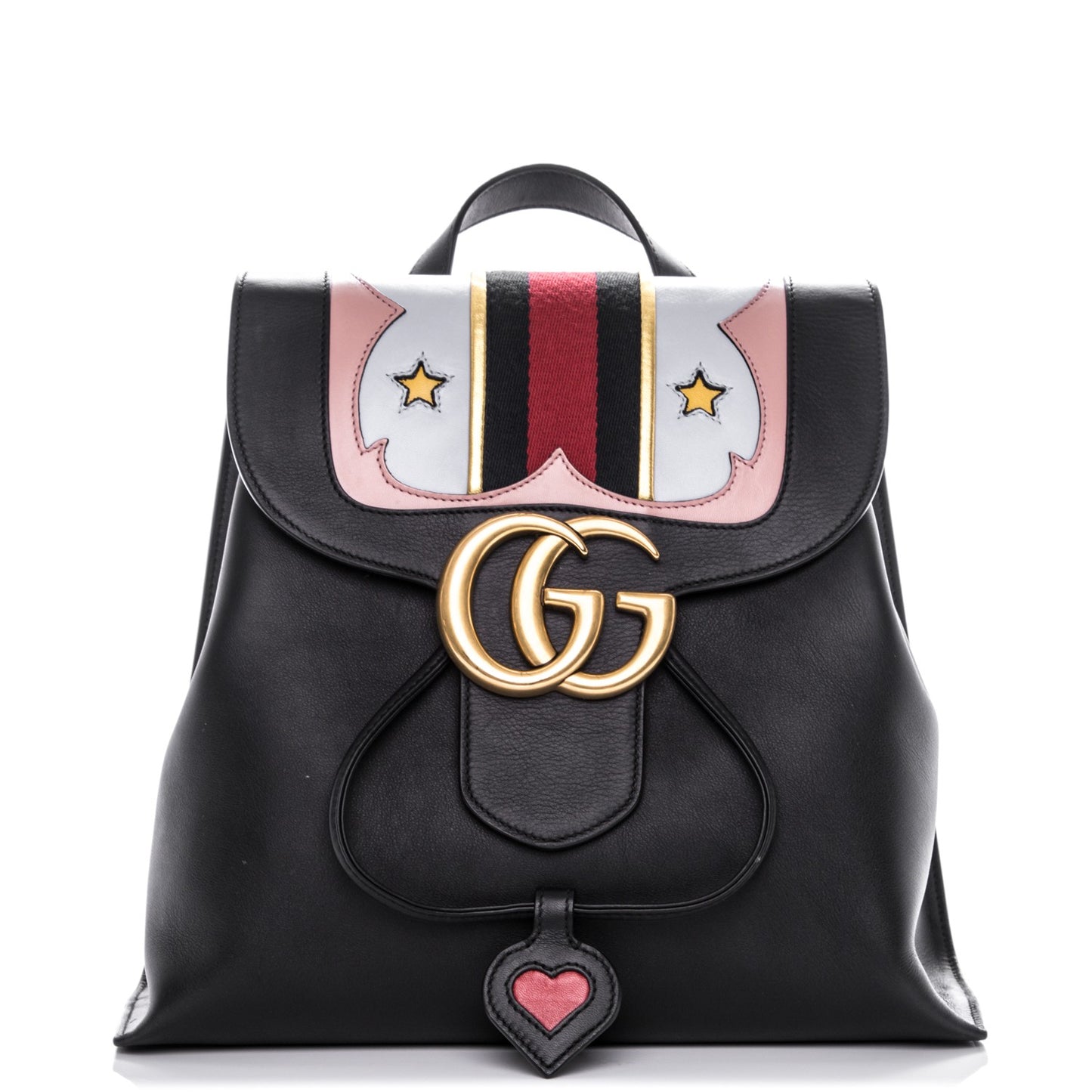 Calfskin Web GG Marmont Flap Chain Backpack Black