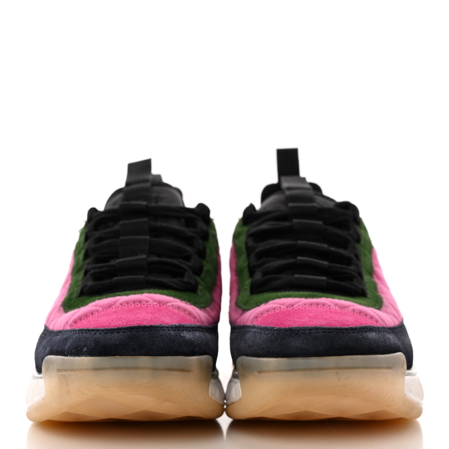 Chanel Velvet Calfskin Mixed Fibers CC Sneakers 39 Pink Green 2 of 11
